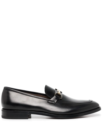 Ferragamo Gancini-buckle Leather Loafers In Black