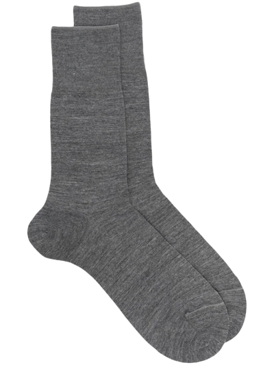 Falke Marl-knit Logo Socks In Grey