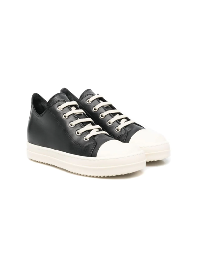 Rick Owens Kids' Black Low Sneaks Leather Sneakers