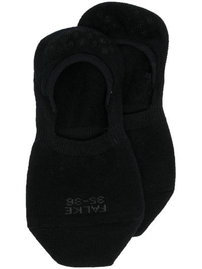 Falke Intarsia-knit No-show Socks In Black