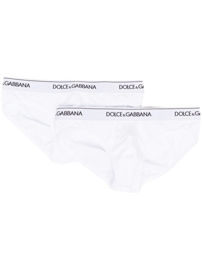 Dolce & Gabbana Two-pack Logo Waistband Briefs In White