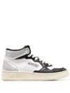 Autry Super Vintage Distressed Leather High-top Sneaker In White