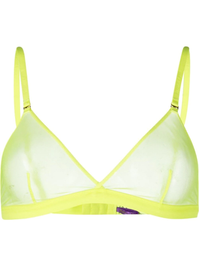 Maison Close Sheer Triangle-cup Bra In Yellow