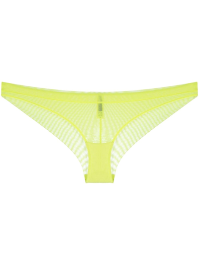 Maison Close Corps À Corps Sheer Briefs In Yellow