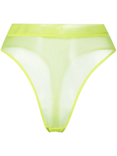 Maison Close High-waisted Sheer Thong In Yellow