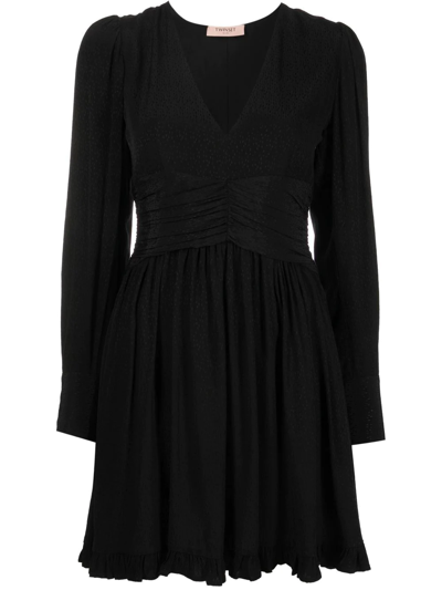 Twinset Empire-line Skater Dress In Black