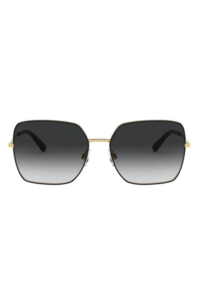 Dolce & Gabbana 57mm Gradient Square Sunglasses In Gold Black
