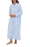 Lanz Of Salzburg Cotton Lace-trim Flannel Nightgown In Blue Print