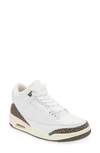 Jordan Air  3 Rust Pink Mid Top Sneaker In White/ Dark Mocha/ Atmosphere