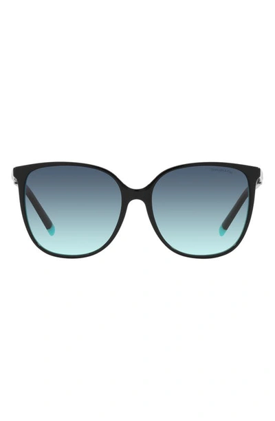 Tiffany & Co 57mm Gradient Square Sunglasses In Black On Blue/ Azure Gr Blue