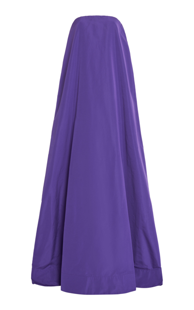 Valentino Strapless Draped Cotton-blend Faille Gown In Purple