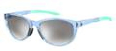 Under Armour Grey Mirror Shaded Silver Oval Ladies Sunglasses Ua 0014/g/s 0mvu/ic 59 In Azure / Grey / Silver