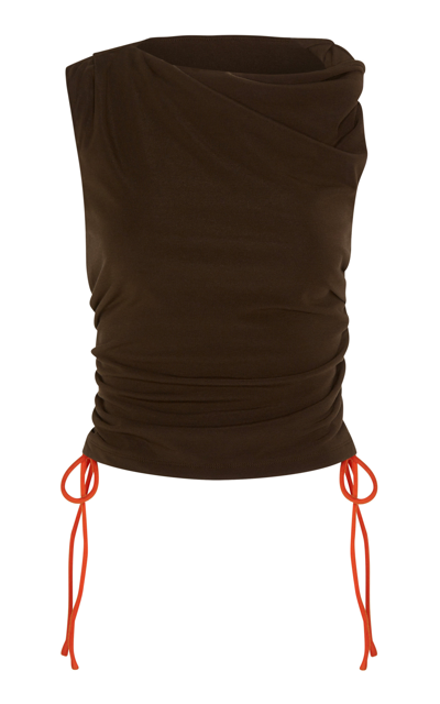 Paris Georgia Estelle Ruched Tank Top In Brown