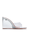 Amina Muaddi Transparent Lupita Glass Wedge Heeled Sandals In Clear