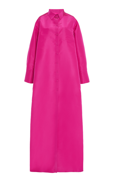 Valentino Faille Oversized Shirtdress Gown In Fuchsia