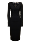 VERSACE BLACK GEORGETTE DRESS WITH MEDUSA DETAIL VERSACE WOMAN