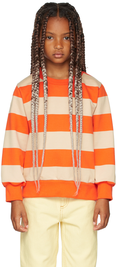Tinycottons Kids Beige & Orange Big Stripes Sweatshirt In J49 Dark Vanilla/sum