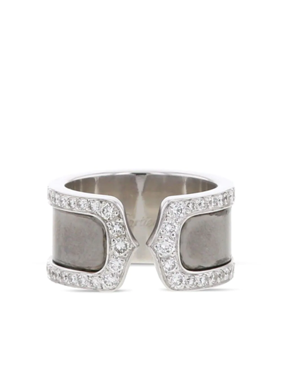 Pre-owned Cartier 18kt White Gold C De  Diamond Ring In Silver