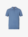 Oscar Jacobson Otto Zip-fastening Cotton-knit Polo Shirt In French Blue