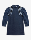 Chloé Scalloped Detail Denim Dress 8-14 Years In Denim Blue