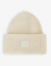 Acne Studios Pansy Logo-patch Wool Beanie Hat In Oatmeal Melage