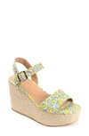 Journee Collection Pearrl Espadrille Platform Wedge Sandal In Yellow