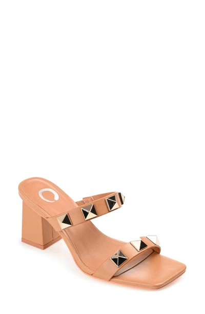 Journee Collection Kirian Studded Sandal In Tan