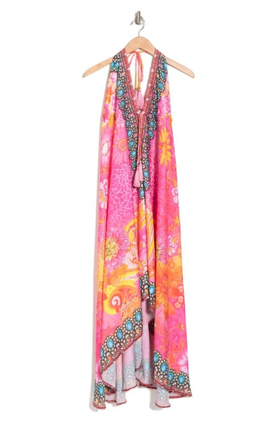 Ranee's Bright Printed Halter Dress In Ombre