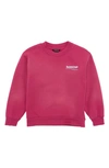 Balenciaga Kids' Campaign Logo Cotton Sweatshirt In 桃红色