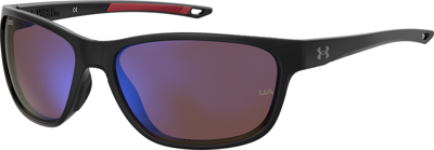 Under Armour Red Violet Rectangular Unisex Sunglasses Ua Undeniable 0oit/pc 61 In Black,purple,red