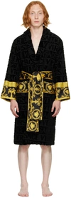 VERSACE BLACK 'I HEART BAROQUE' ROBE