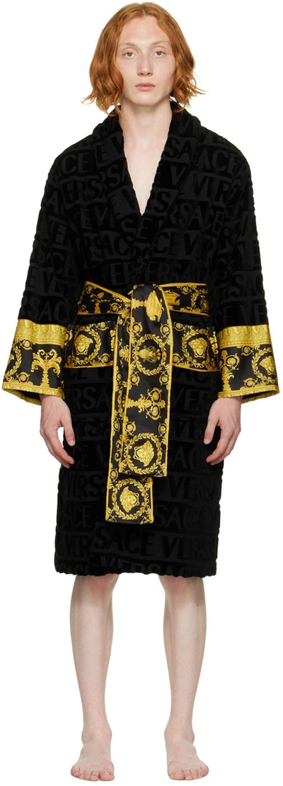 Versace Black 'i Heart Baroque' Robe In Z4800 Black