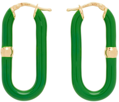 Bottega Veneta Gold-plated And Enamel Hoop Earrings In Parakeet