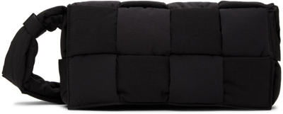 Bottega Veneta Black Padded Tech Cassette Messenger Bag In 8803 Black Silver