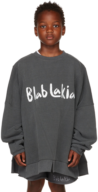 Blablakia Kids Gray Logo Sweatshirt In Black