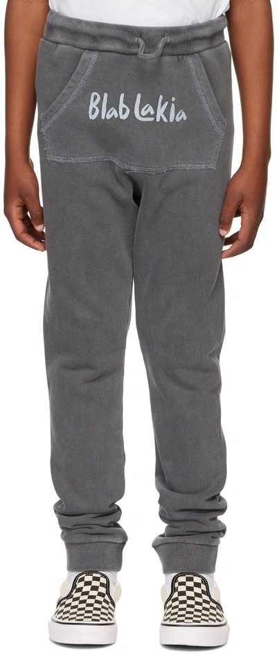 Blablakia Kids Grey Logo Lounge Pants In Black