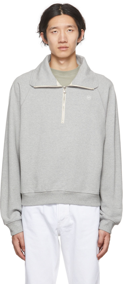 Recto Gray Half-zip Sweater In Grey