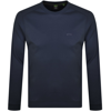 BOSS ATHLEISURE BOSS SALBO CURVED CREW NECK SWEATSHIRT NAVY