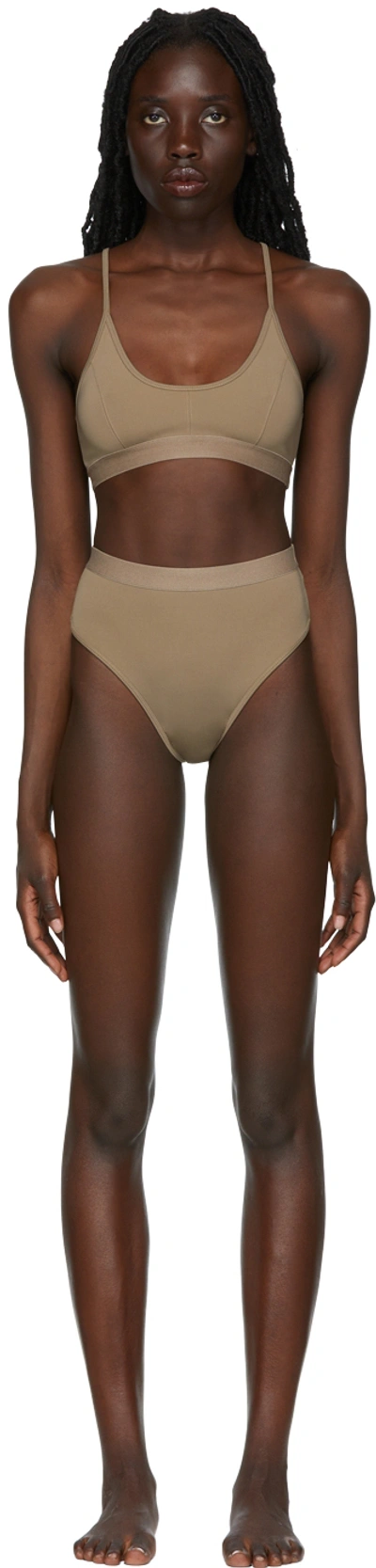 Ami Alexandre Mattiussi Ami De Coeur Motif Bikini In 281 Taupe