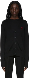 Ami Alexandre Mattiussi Woman Cardigan Midnight Blue Size Xs Merino Wool In 001 Black