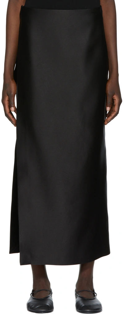 The Row Kanita High-slit Washed-silk Midi Skirt In Black