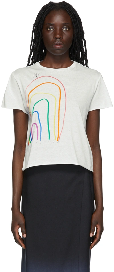 The Row Rainbow-print Cropped Organic-cotton T-shirt In White
