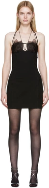 Nensi Dojaka Black Viscose Minidress In Black / Chestnut