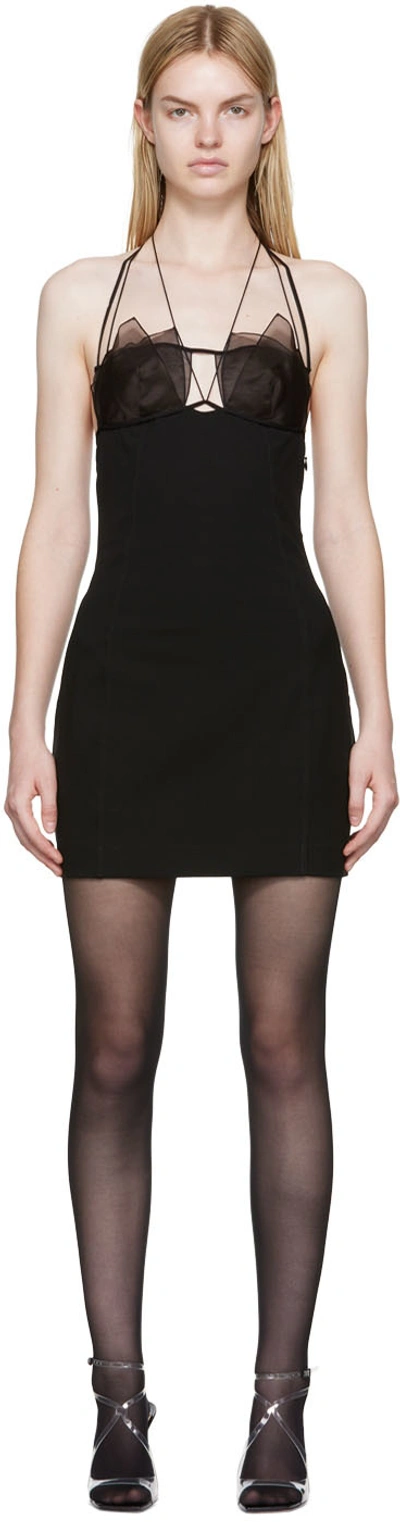 Nensi Dojaka Black Viscose Minidress In Black / Chestnut