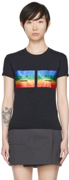 Acne Studios Double Rainbow Face Cotton Blend Crewneck T-shirt In 900 Black