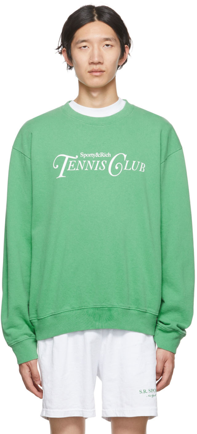Sporty And Rich Green Rizzoli Tennis Sweatshirt In Kelly Green/white