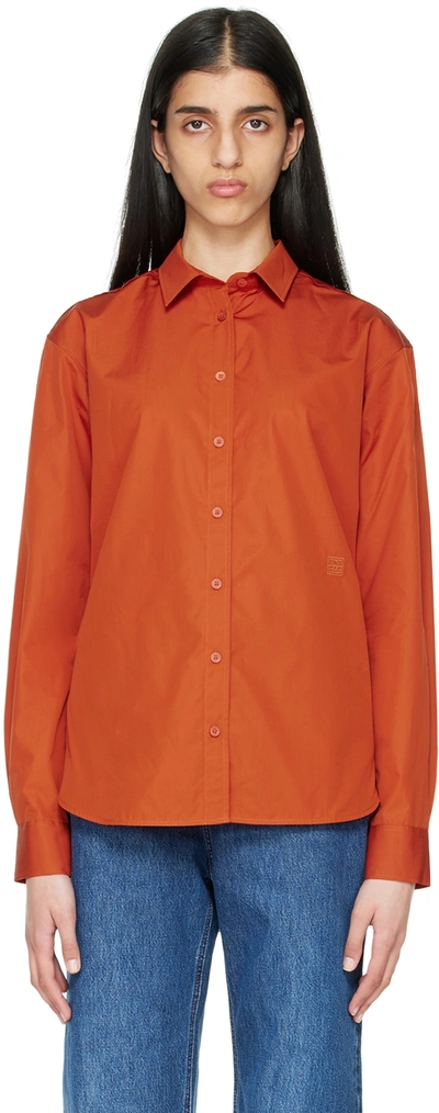 Totême Toteme Logo-embroidered Cotton Shirt In Orange