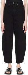 Totême Black Organic Cotton Barrel Leg Jeans