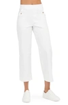 Spanx Cropped Wide-leg Mid-rise Stretch Cotton-blend Trousers In Bright White
