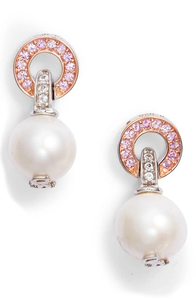Suzy Levian Pearl & Pink Sapphire Earrings